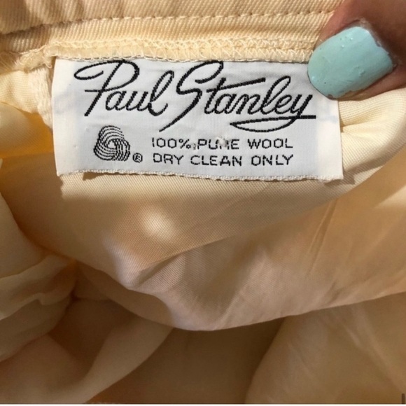 Paul Stanley 100% pure wool midi yellow skirt S:12 - Picture 9 of 16